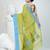 Vibrant lime green & blue handwoven tant cotton saree with traditional motifs