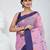 Graceful pink & purple handwoven tant cotton saree with traditional motifs