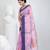 Graceful pink & purple handwoven tant cotton saree with traditional motifs