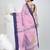 Graceful pink & purple handwoven tant cotton saree with traditional motifs