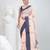 Elegant peach & grey handwoven tant cotton saree with traditional motifs