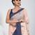 Elegant peach & grey handwoven tant cotton saree with traditional motifs