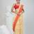 Elegant beige & red handwoven tant cotton saree with traditional motifs