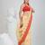 Elegant beige & red handwoven tant cotton saree with traditional motifs