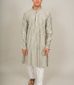 Handcrafted cotton kurta pajama set for men     grey