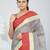 Stylish grey tant saree with red and gold border