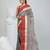 Stylish grey tant saree with red and gold border