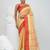 Stylish beige tant saree with red and gold border