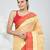 Stylish beige tant saree with red and gold border