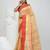 Stylish beige tant saree with red and gold border