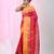 Stylish pink tant saree with yellow and gold border