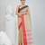 Elegant beige and red checked tant saree with contrast borders