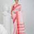 Elegant checked tant saree in white and red with intricate borders