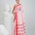 Elegant checked tant saree in white and red with intricate borders