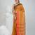 Elegant mustard and red checked tant saree with contrast borders