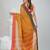 Elegant mustard and red checked tant saree with contrast borders
