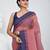 Elegant blush pink and navy blue striped tant saree with floral border