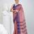 Elegant checked tant saree in blush pink and blue with intricate borders