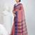 Elegant checked tant saree in blush pink and blue with intricate borders