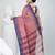 Elegant checked tant saree in blush pink and blue with intricate borders