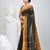 Classic black and mustard striped tant saree with intricate borders
