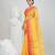 Classic yellow and red striped tant saree with intricate borders