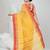 Classic yellow and red striped tant saree with intricate borders