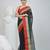Classic bottle green and red striped tant saree with intricate borders
