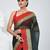 Classic bottle green and red striped tant saree with intricate borders
