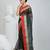 Classic bottle green and red striped tant saree with intricate borders