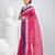 Classic rani pink and blue striped tant saree with intricate borders