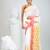 White handspun cotton saree with geometric motif and bright hues