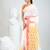 White handspun cotton saree with geometric motif and bright hues