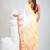 White handspun cotton saree with geometric motif and bright hues