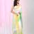 White handspun cotton saree with geometric motif and bright hues