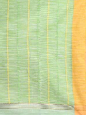 White handspun cotton saree with geometric motif and bright hues 4