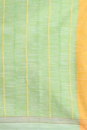 White handspun cotton saree with geometric motif and bright hues