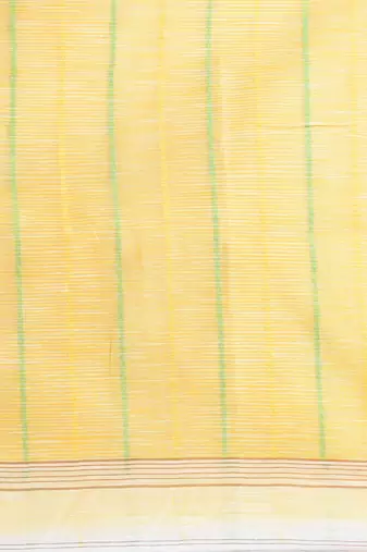 White handspun cotton saree with geometric motif and bright hues