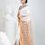 Off white handspun cotton saree with geometric motif and bright hues