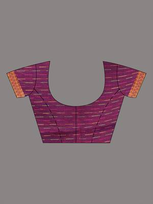 Burgundy and  sapphire blue handspun cotton saree with vibrant borders 4