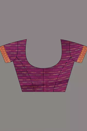 Burgundy and  sapphire blue handspun cotton saree with vibrant borders