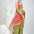 Green and red handspun cotton saree with vibrant borders