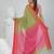 Green and pink handspun cotton saree with vibrant borders