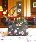 Royal Collection of India Black Floral Printed Sling Bag for Women & Girls – Stylish Party Wear Crossbody 