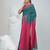 Teal and fuchsia handspun cotton saree with vibrant borders
