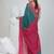 Teal and fuchsia handspun cotton saree with vibrant borders
