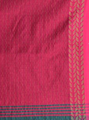 Teal and fuchsia handspun cotton saree with vibrant borders 4