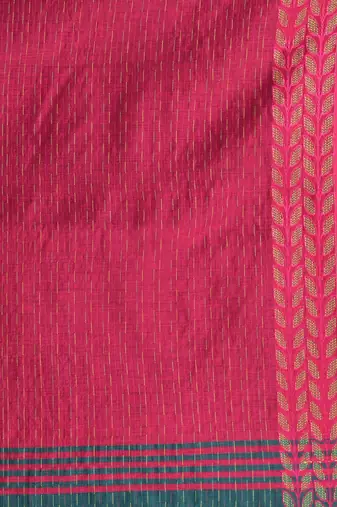 Teal and fuchsia handspun cotton saree with vibrant borders