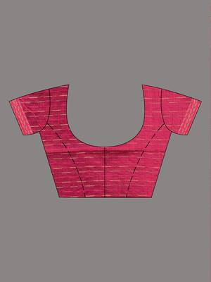 Teal and fuchsia handspun cotton saree with vibrant borders 5
