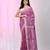 Handspun cotton saree in purple with leaf and geometric patterns